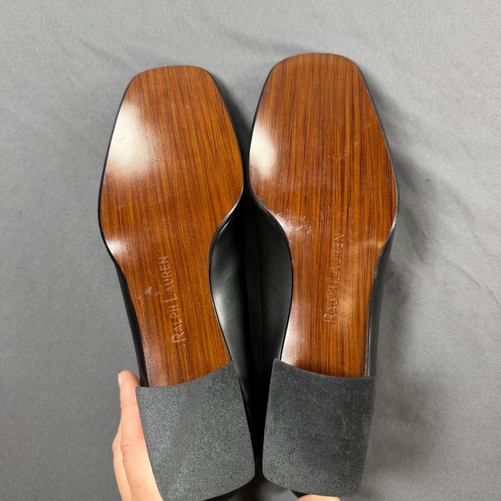 Ralph Lauren Collection Classics Black Leather Square Toe Block Heel Pumps 7.5 B - Picture 3 of 7